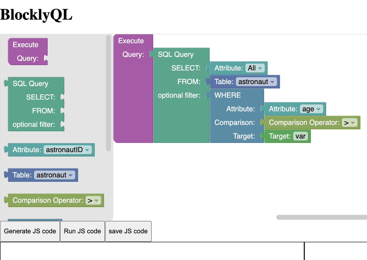 A Visual SQL DSL: BlocklyQL